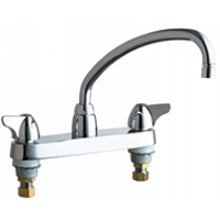 Chicago Faucets 1100-L9VPAXKABCP  Universal Centerset Deck Mounted Kitchen Faucet with Lever Handles Polished Chrome -