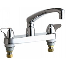 Chicago Faucets 1100-XKABCP Universal Centerset Deck Mounted Kitchen Faucet with Lever Handles Polished Chrome -