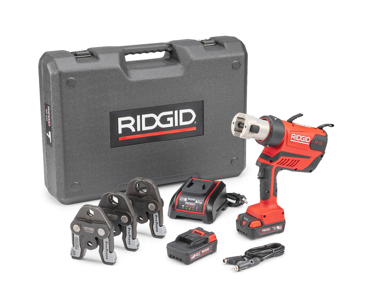 RIDGID 67058 RP-350 Battery Press Tool Kit with ProPress Jaws (1/2"-1")