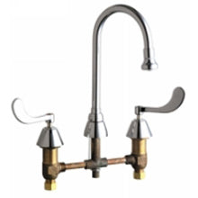 Chicago Faucets 786-ABCP Universal Gooseneck Widespread Facuet with Lever Handles Polished Chrome -