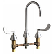 Chicago Faucets 786-E35VPABCP Universal Gooseneck Widespread Facuet with Lever Handles Polished Chrome -