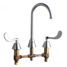 Chicago Faucets 786-GN2FCABCP Universal Gooseneck Widespread Facuet with Lever Handles Polished Chrome