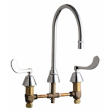 Chicago Faucets 786-GN8AE29ABCP Universal Gooseneck Widespread Facuet with Lever Handles Polished Chrome -