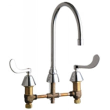 Chicago Faucets 786-GN8AE3ABCP Universal Gooseneck Widespread Facuet with Lever Handles Polished Chrome -