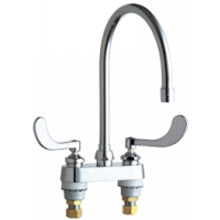 Chicago Faucets 895-317GN8AE3ABCP Universal Deck Mounted Metering Faucet with Lever Handles Coated Polished Brass -