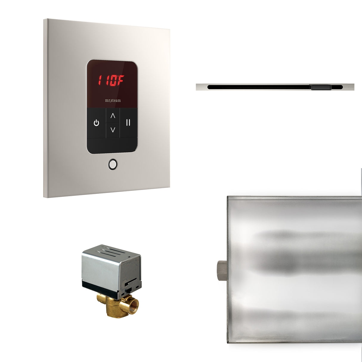 Mr. Steam Basic Butler Linear Steam Shower Control Package with iTempo Control and Linear SteamHead in Square