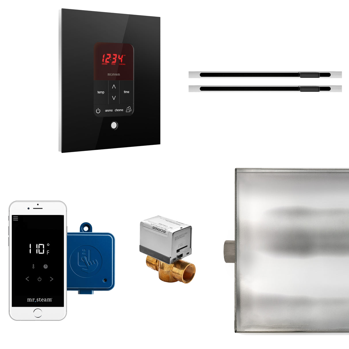 Mr. Steam Butler Max Linear Steam Shower Control Package with iTempoPlus Control and Linear SteamHead in Square