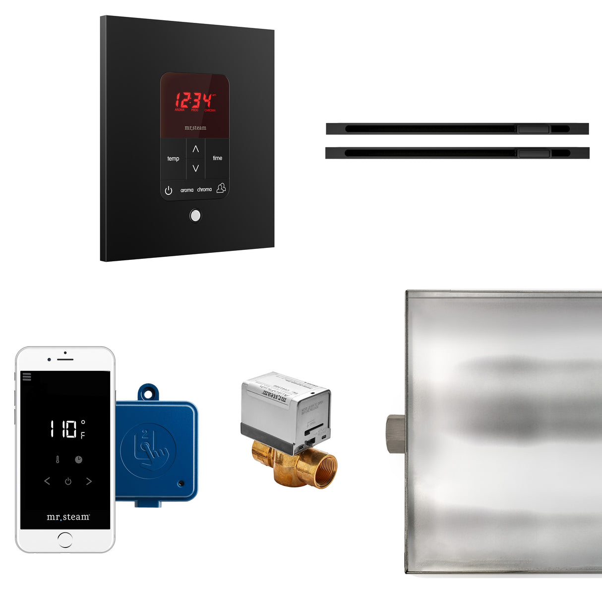 Mr. Steam Butler Max Linear Steam Shower Control Package with iTempoPlus Control and Linear SteamHead in Square