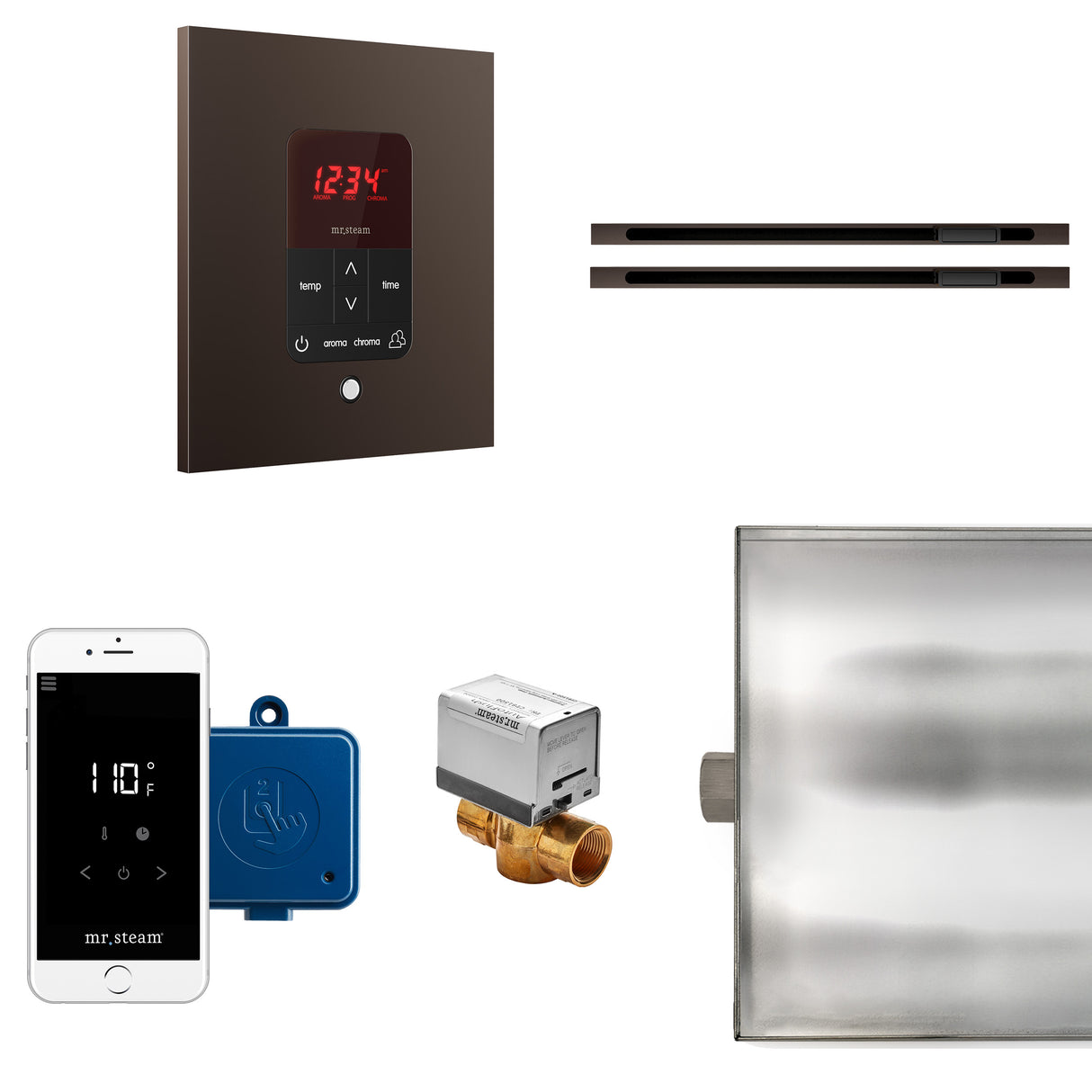 Mr. Steam Butler Max Linear Steam Shower Control Package with iTempoPlus Control and Linear SteamHead in Square