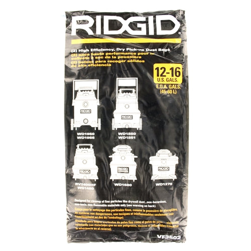 RIDGID VF3502 High-Efficiency Dust Bag for 12-16 Gallon Wet/Dry Vac (Set of 2)