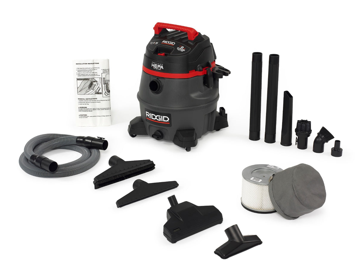 RIDGID 50368 14 Gallon with Certified HEPA Filtration 