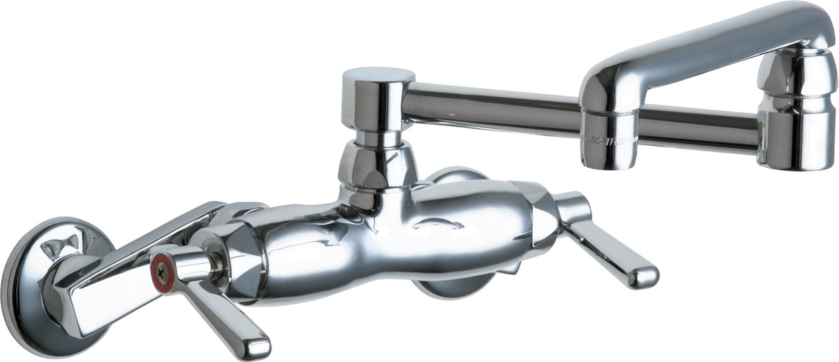 Chicago Faucets 445-DJ13ABCP Wall-Mounted Manual Faucet with Adjustable Centers