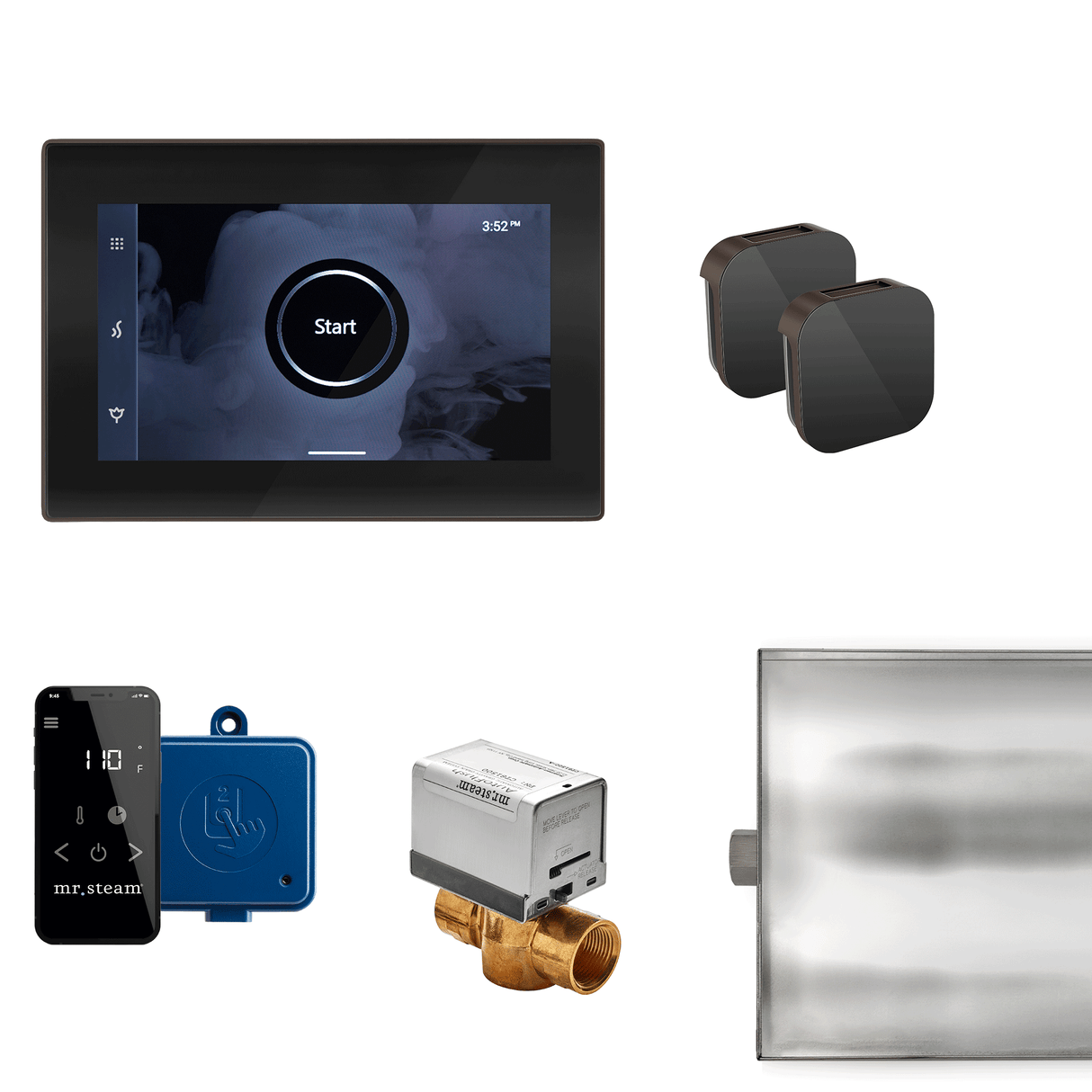 Mr. Steam XButler Max Steam Shower Control Package with iSteamX Control and Aroma Glass SteamHead in Black